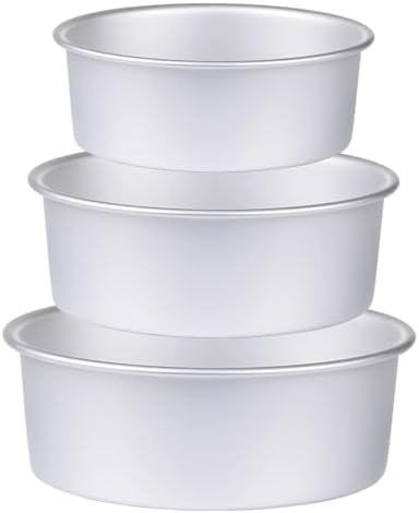 Round Cake Pan Set of 3 (6 x 3 inch/8 x 3 inch/10 x 3 inch), Aluminum