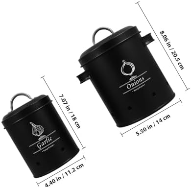 2pcs Black Metal Potato and Onion Storage Bin for Pantry Kitchen Use