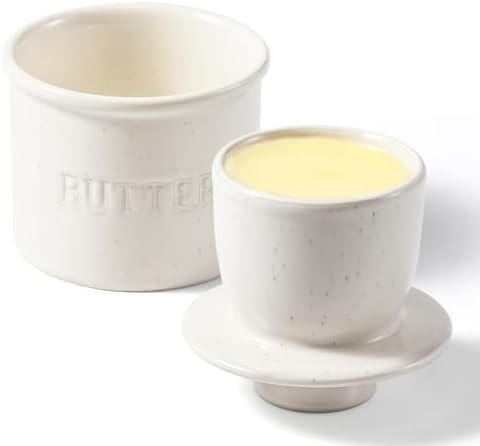Butter Crock with Lid for Countertop - Ceramic French Butter Dish for