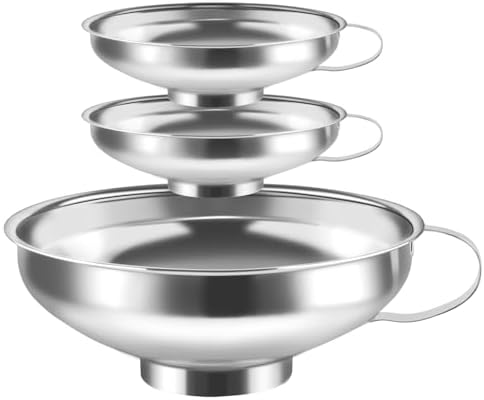3Pcs Stainless Steel Kitchen Funnel,Large Funnels for Regular Mouth