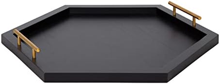 Kate and Laurel Halsey Hexagon Decorative Wooden Tray with Polished