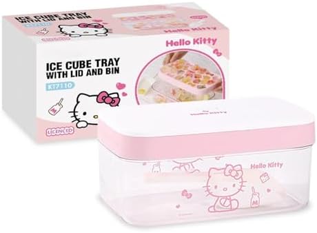 Ice Tray with Lid and Bin and Ice Scoop, Cartoon Silicone Ice Molds