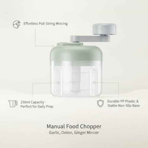 Manual Food Chopper, Pull String Mincer for Garlic Onions Ginger, 8.5