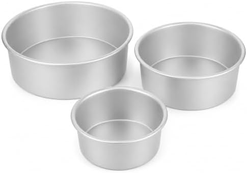 3 Pcs Round Cake Pan, 6/8 /10 Inch Aluminum Baking Pans for Layer