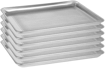 6 Pack Perforated Half Size Aluminum Baking Sheet Pans, 18"x13"