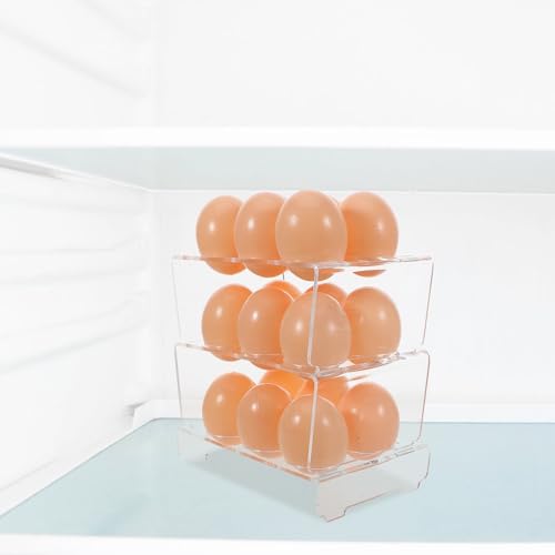 Acrylic Egg Dispenser Tray, 3 Layer Fridge Rack Organizer
