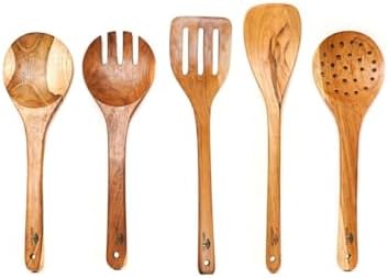 Rainforest Bowls 5-Piece Javanese Teak Cooking Utensil Set