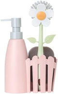 Vigar Florganic Kitchen Sink Caddy Set with Dish Soap Dispenser, Pink
