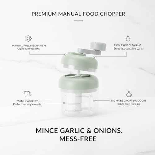 Manual Food Chopper, Pull String Mincer for Garlic Onions Ginger, 8.5