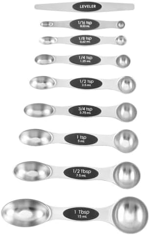 Magnetic Stackable 430 Stainless Steel Dual‐End Measuring Spoons Set