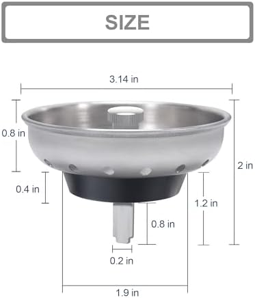 KONE 2PCS Kitchen Sink Basket Strainer Replacement for 3-1/2 Inch