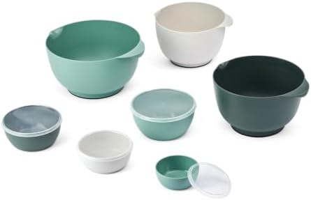 7-Piece Plastic Mixing Bowl Set 4.5 Qt Nesting Bowls with Lids, 11.75"