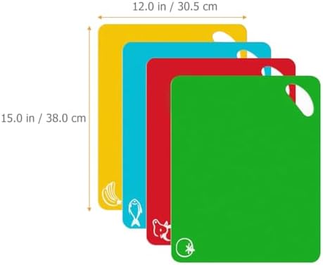 Non-slip Plastic Cutting Board Set 4pcs with Color-coded Food Icons