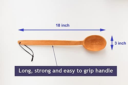 ECOSALL 18" Heavy Duty Large Wooden Spoon with a Deep Scoop and Long