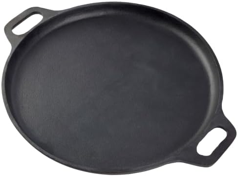 Home-Complete Cast Iron Pizza Pan with Dual Handles, 16 inch