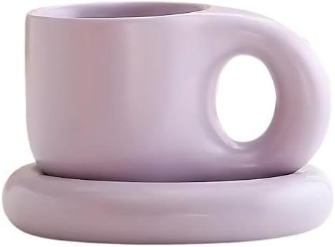 10oz Nordic Ceramic Coffee & Tea Mug, Saucer, Cute Cup, Lovers Gift