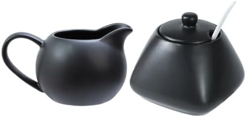 Black Simple Ceramic Coffee Serving Set, Creamer Pitcher and Sugar