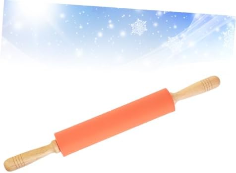 Silicone Roller with Wood Handle Non-stick Dough Rolling Pin for