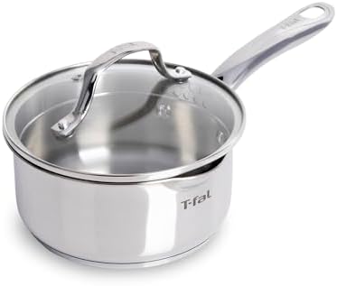 T-fal Gourmet 1.5 Quart Stainless Steel Saucepan, Induction Compatible, Dishwasher Safe, Oven Safe to 500°F, Skillet Set, Sauce Pans, Silver