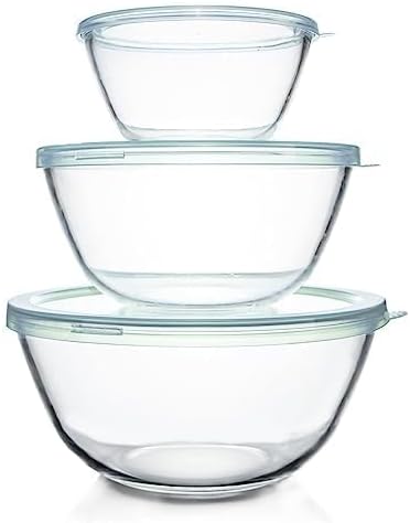 Luvan Glass Mixing Bowls with Lids Set-Large Glass Mixing Bowls, Food Prep - Image 2
