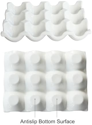 Ceramic Egg Holder, 12-Cup Tray for Fridge or Countertop