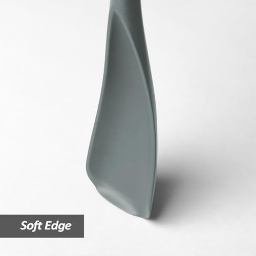 Silicone Cooking Spoon Spatula For Non-stick Cookware,12.6" Grey