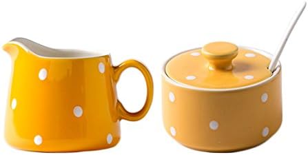 CHOOLD Chic Polka Dot Ceramic Sugar and Creamer Set with Spoon Creamer