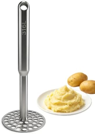 Manual Potato Masher, Stainless Steel Heavy Duty Hand Food Smasher