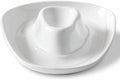 Ceramic Cowboy Hat Chip and Dip Serving Tray, 10 Inch White Porcelain