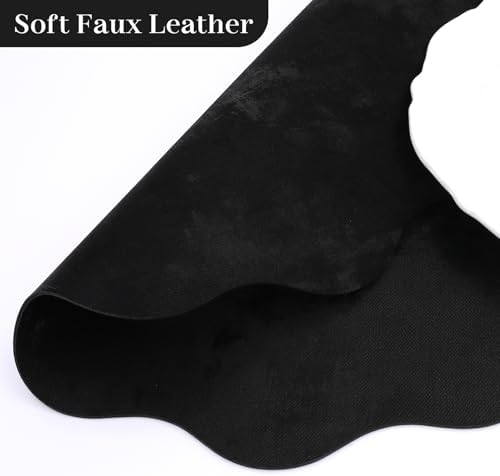 Black Placemats Set of 4 Faux Velvet Leather Place Mats Round