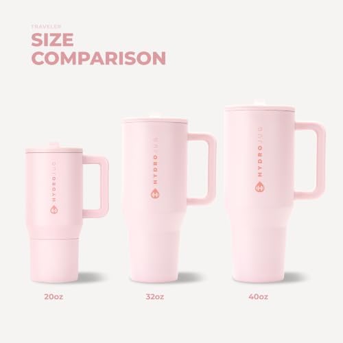HydroJug Traveler 40oz, Insulated Tumbler with Handle & Straw, Pink
