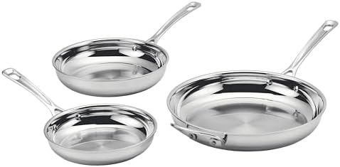 Cuisinart 3 Piece PureClad, Triple-Ply Stainless Steel Skillet Set, PCST22-81012