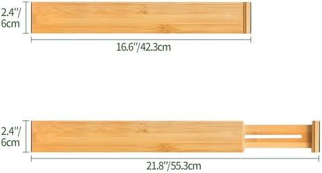 VaeFae 6-Pack Adjustable Bamboo Drawer Dividers, Expandable Drawer