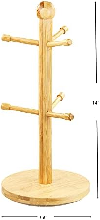 Home Basics Bamboo Mug Tree, Holds Up to 6 Coffee Cups, Free Standing