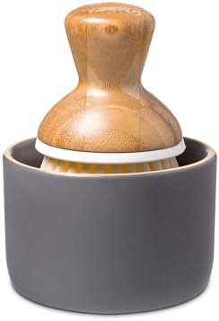 Full Circle Bubbly Palm Brush & Ceramic Soap Dispenser, Gray