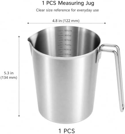 QWORK 32 Oz 304 Stainless Steel Measuring Cup – 1000mL Graduated