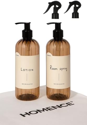Soap Dispenser Bottle Set Light Amber Color I 2 Pump & 2 Spray Heads
