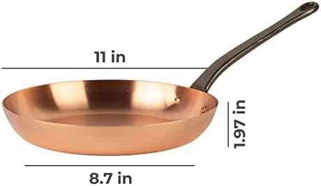 pure copper frying pan Ø 11 in, thick-walled | skillet made of solid
