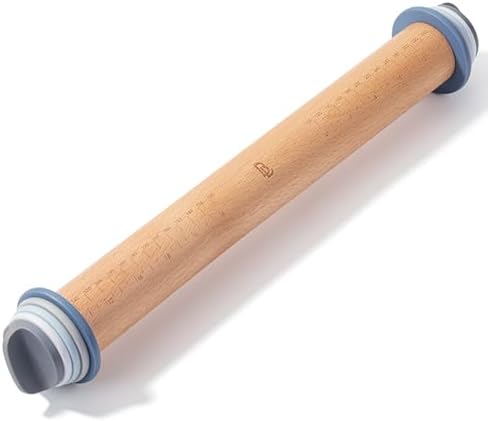 Adjustable Rolling Pin with Thickness Rings, 13.8", 4 Rings