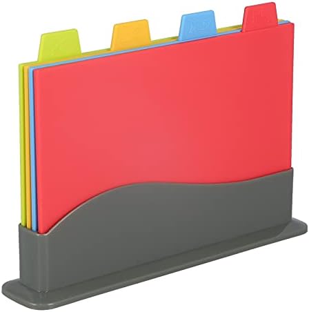 4PCS Plastic Cutting Board Set with Holder, Chopping Board Set with