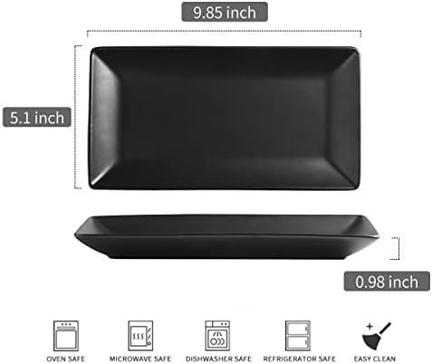 YHOSSEUN Ceramic Serving Platters Set of 4, 9.8 In Black Rectangular