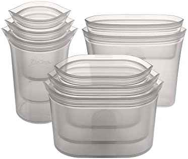 Zip Top Reusable Food Storage Containers Full Set of 8 Gray – Platinum