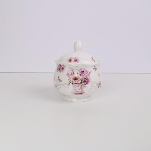 Guangyang 15-PCS Porcelain Tea Cup set for Adult,Purple Fancy Floral