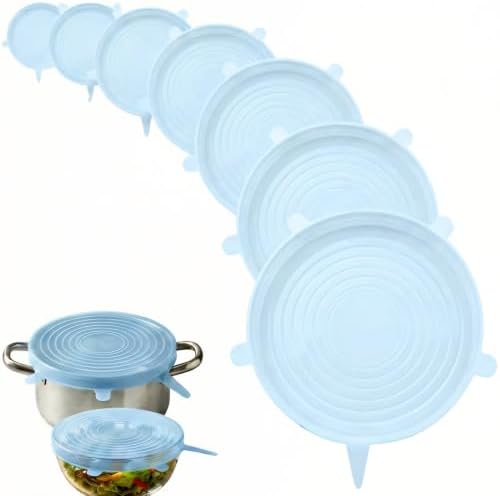 XunLiu Silicone Stretch Lids, 7 Pack, Blue