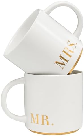 COLLECTIVE HOME Mr. & Mrs. Ceramic Coffee Mug Set, 15oz, 2-Piece