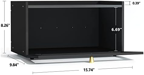 ETMI Black Bread Box for Kitchen Countertop - Modern bamboo Bread box with Window Bread Storage Container