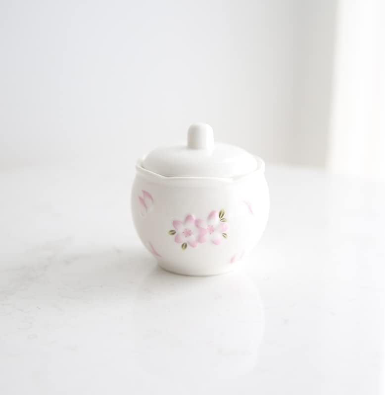 Ceramic Relief Sakura Creamer Pitcher Sugar Bowl Set,Coffee Serving