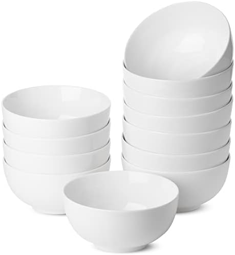 Brew To A Tea BTaT- White Soup Bowls Set of 12, 16 Ounces, Porcelain