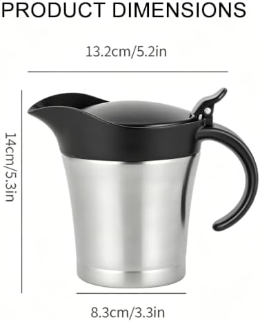 Stainless Steel Double Insulated Gravy Boat With Lid/Sauce Jug 16 OZ