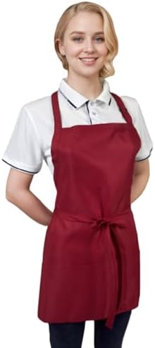 Adjustable Short Aprons for Women with 3 Pockets, Waterproof Kitchen